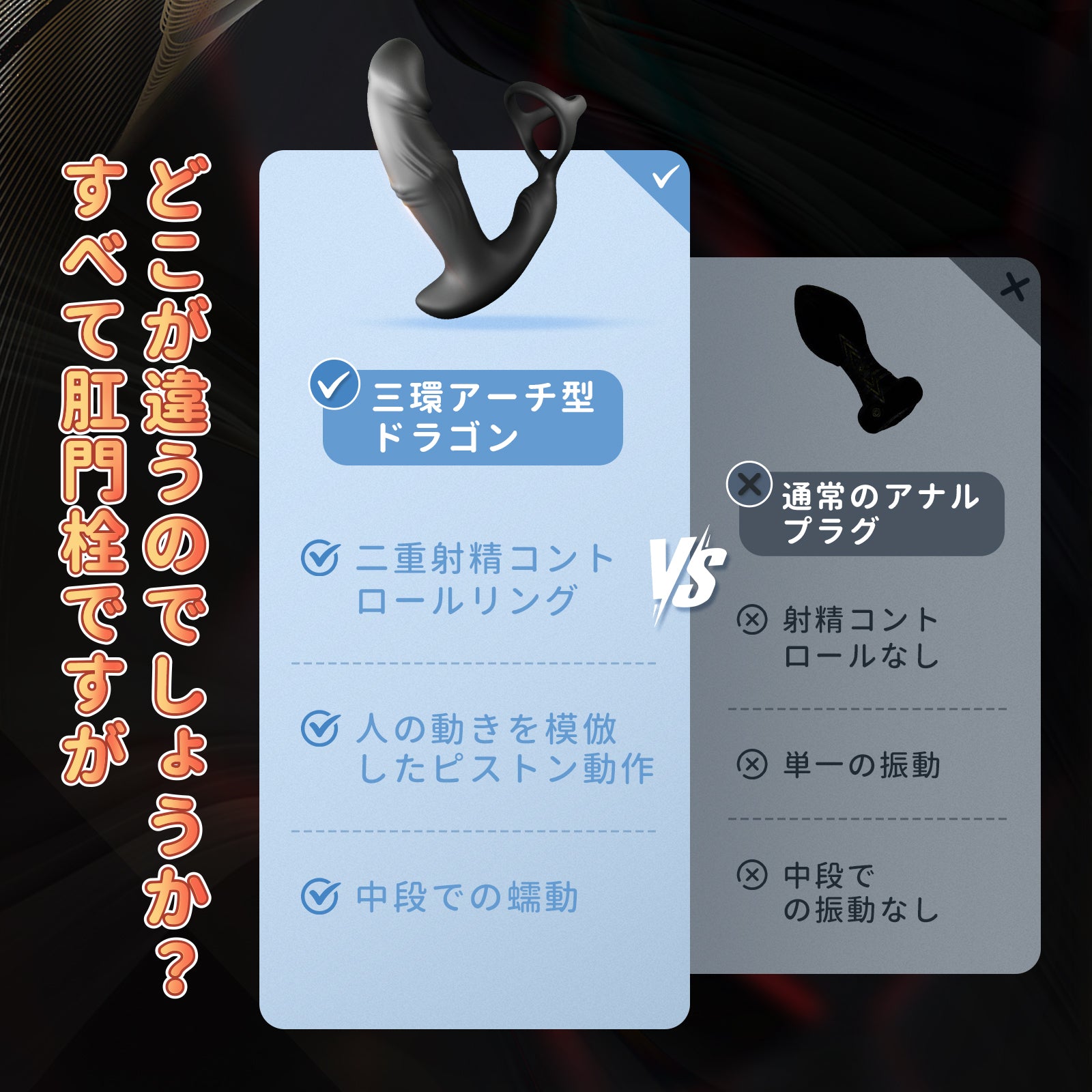 三重リングバイブ蠕動して心地よさ、射精せずに快感を楽しむ