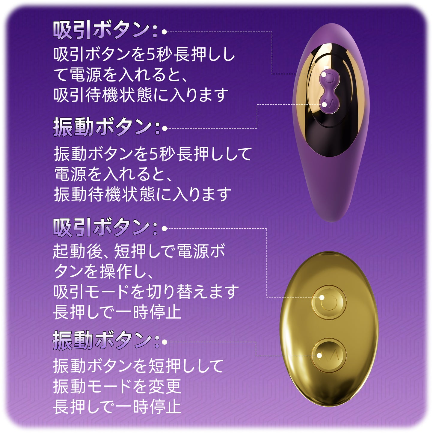装着型吸振密かな吸引とダブル振動が織りなす、抗えないときめきを呼び覚まします。