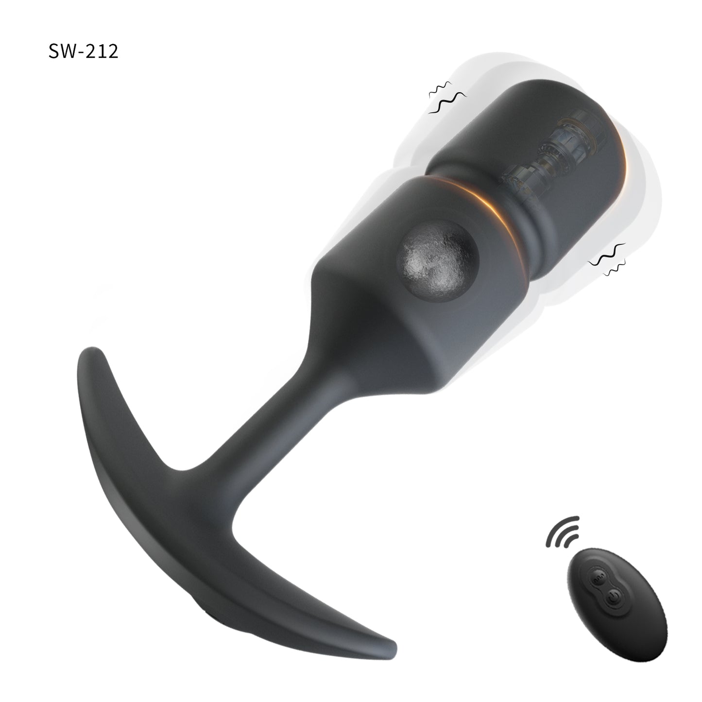 振動アナルダンベル重力+振動の二層刺激、下部に重力ボール、上部に振動ユニット搭載