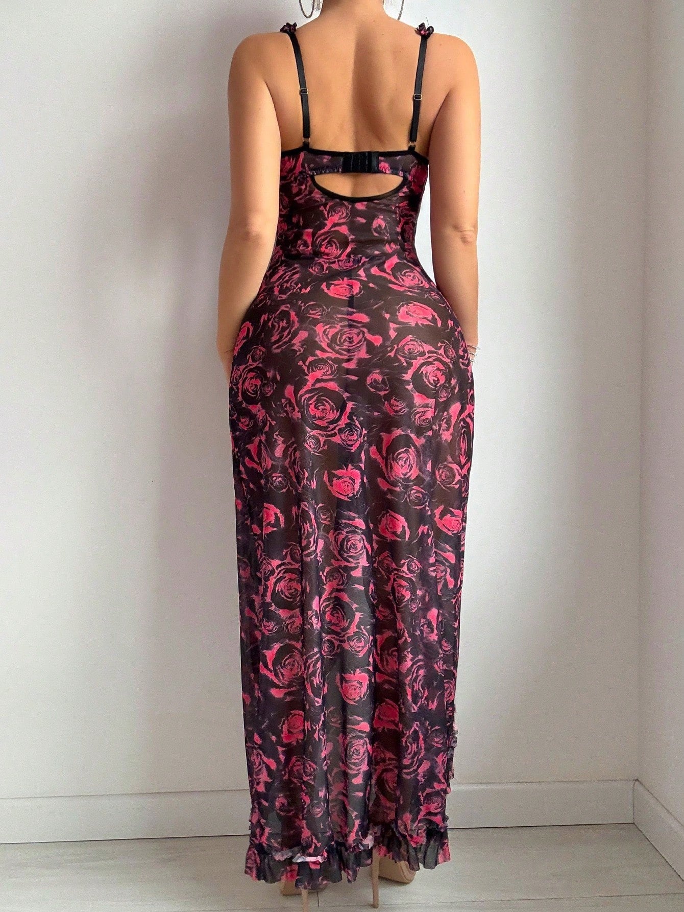 Amazon High-Slit Teddy Set Hot-selling Women's Camisole Floral Split Dress Sexy Lingerie