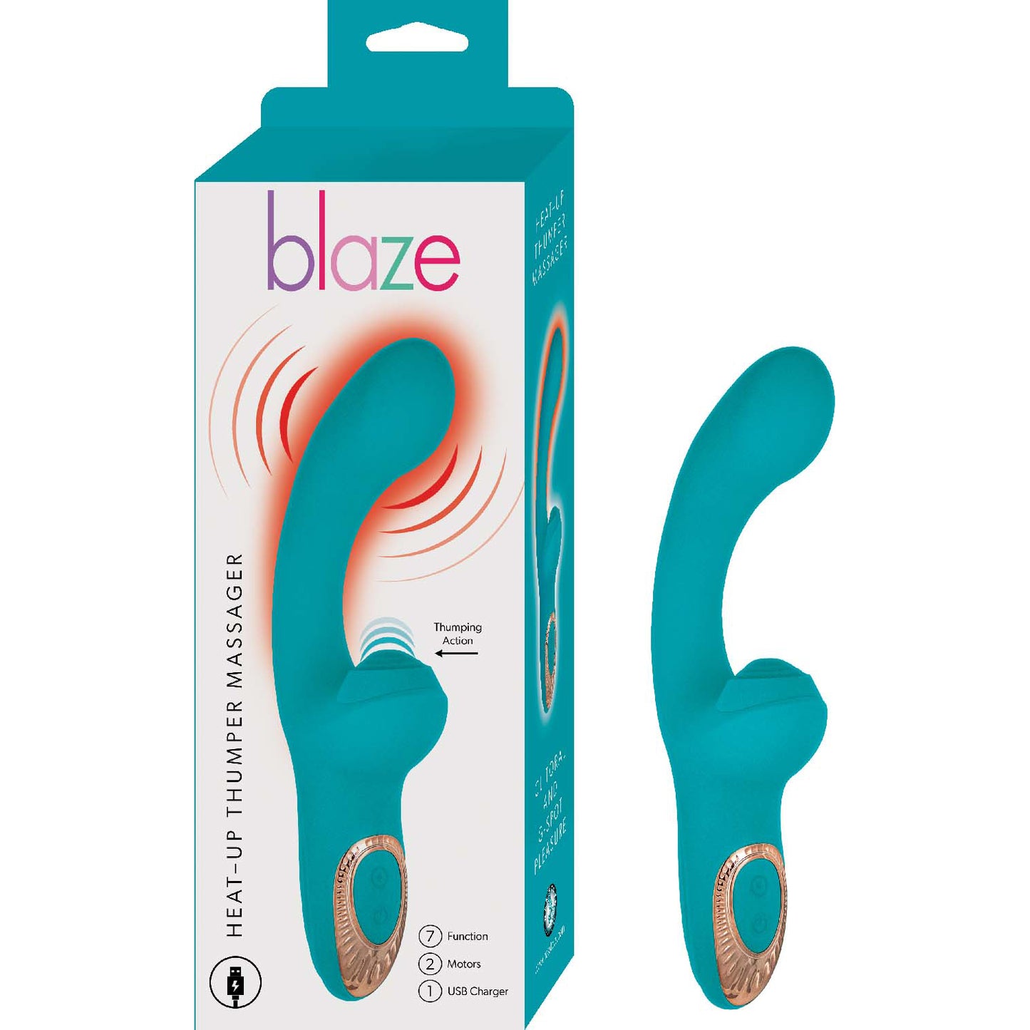 BLAZE HEAT-UP THUMPER MASSAGER AQUA