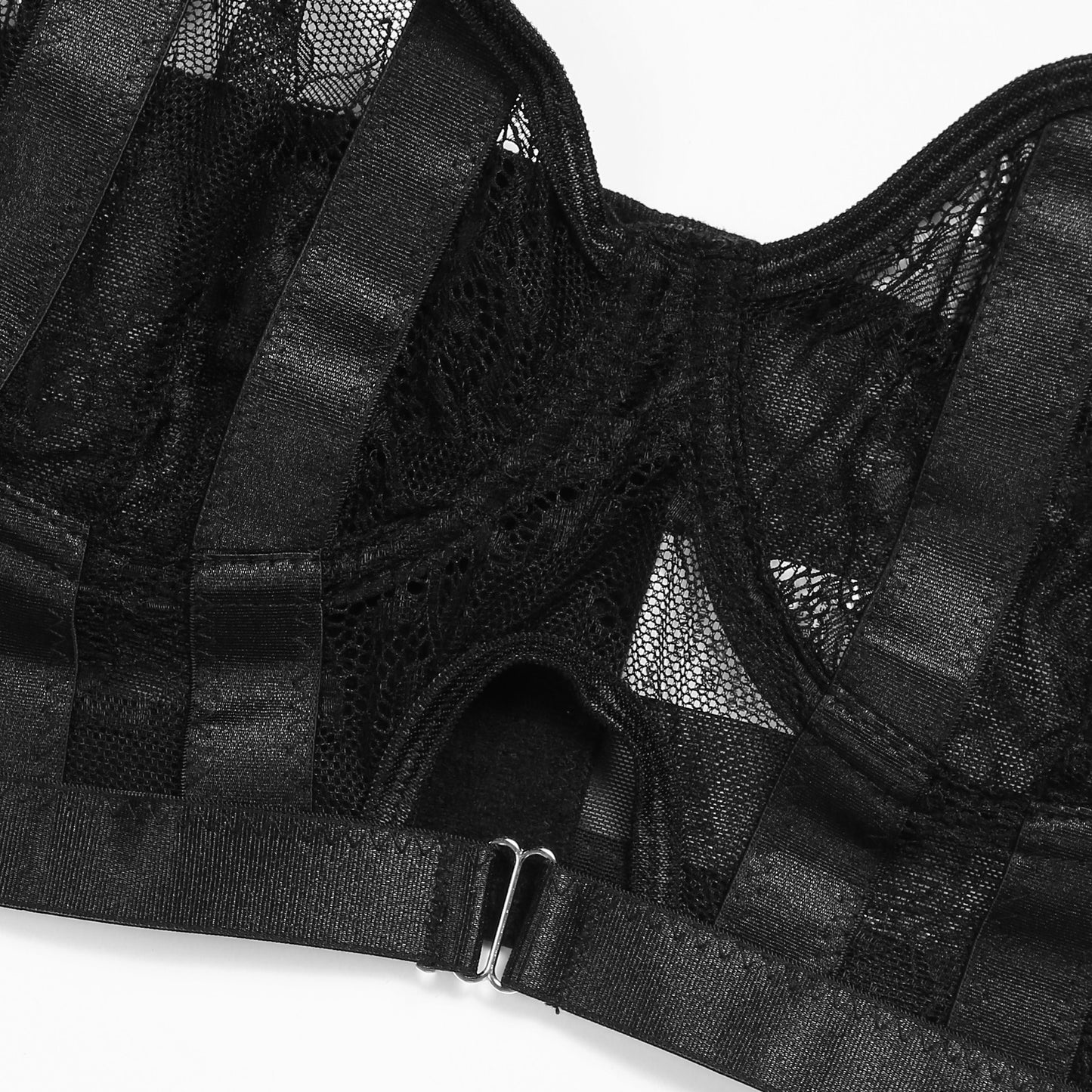 Europe and America Sexy suit Sexy Underwear with Steel Ring Lace Ultra-Thin Four-Piece Set Garter Stockings Bra Set