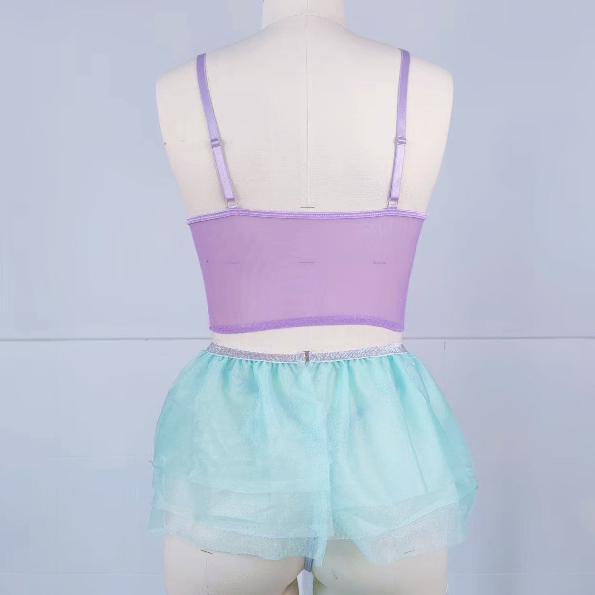 Europe and America Pearl Underwire Set Bead Chain Bowknot Strap Sexy Underwire Lingerie Set