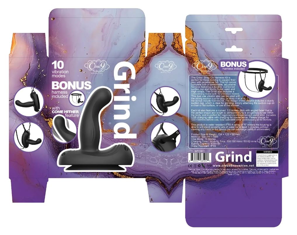 CLOUD 9 GRIND INSERTABLE VIBE SUCTION CUP & HARNESS