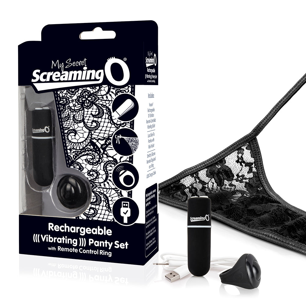 SCREAMING O MY SECRET CHARGED REMOTE CONTROL PANTY VIBE BLACK