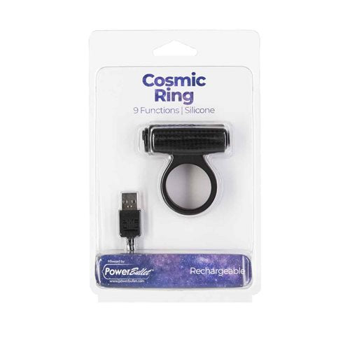 POWER BULLET COSMIC COCK RING W/ BULLET BLACK