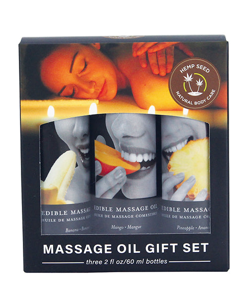 EDIBLE OIL MASSAGE GIFT SET BOX 3 2OZ BOTTLES TROPICAL