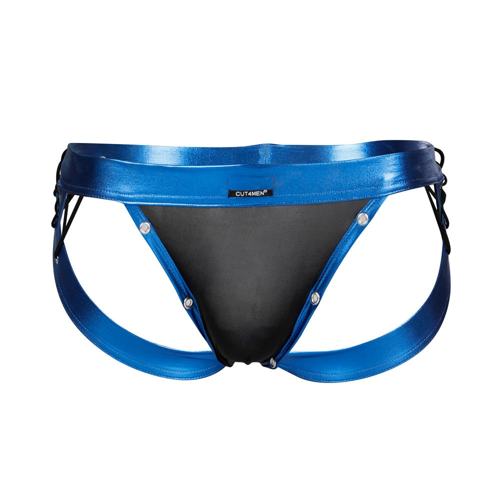 C4M Desire Jockstrap Blue Leatherette - Large