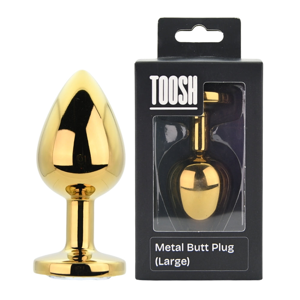 Toosh Gold Metal Butt Plug Large Clear Stone