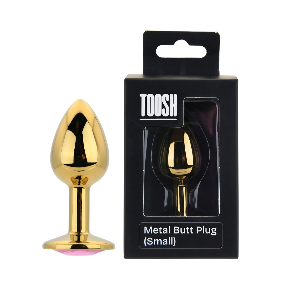 Toosh Gold Metal Butt Plug Small Pink Stone