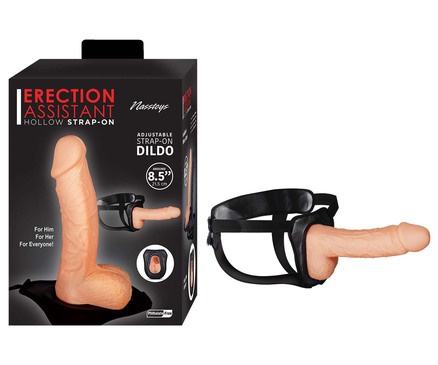 ERECTION ASSISTANT HOLLOW STRAP-ON 8.5IN WHITE