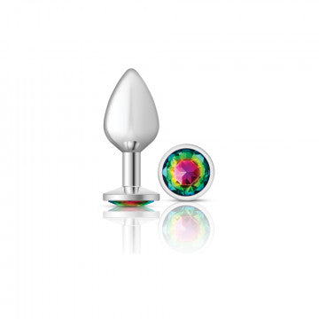 CHEEKY CHARMS ROUND RAINBOW MEDIUM SILVER PLUG