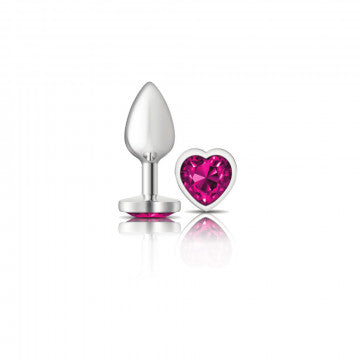 CHEEKY CHARMS HEART BRIGHT PINK SMALL SILVER PLUG
