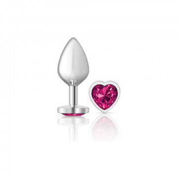 CHEEKY CHARMS HEART BRIGHT PINK MEDIUM SILVER PLUG