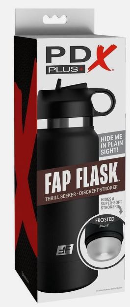 PDX PLUS FAP FLASK THRILL SEEKER DISCREET STROKER BLACK BOTTLE FROSTED