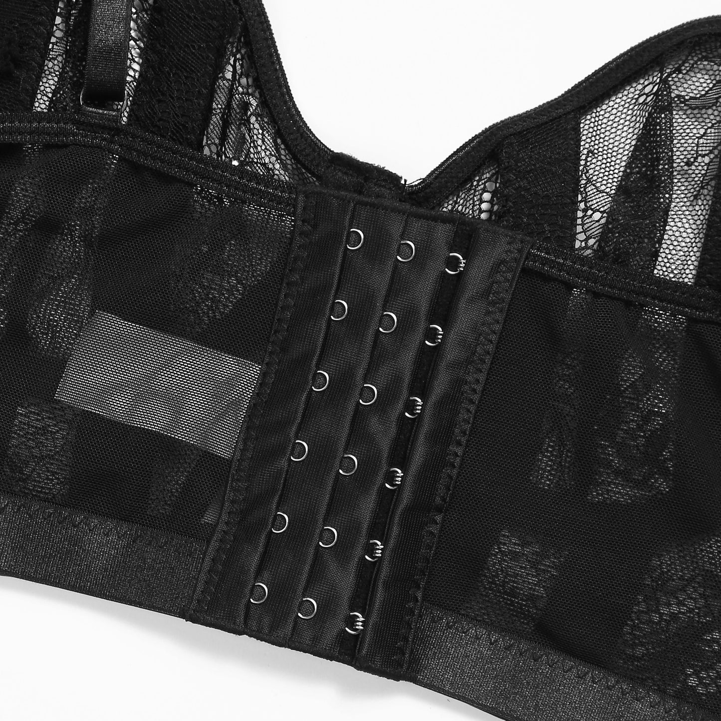 Europe and America Sexy suit Sexy Underwear with Steel Ring Lace Ultra-Thin Four-Piece Set Garter Stockings Bra Set