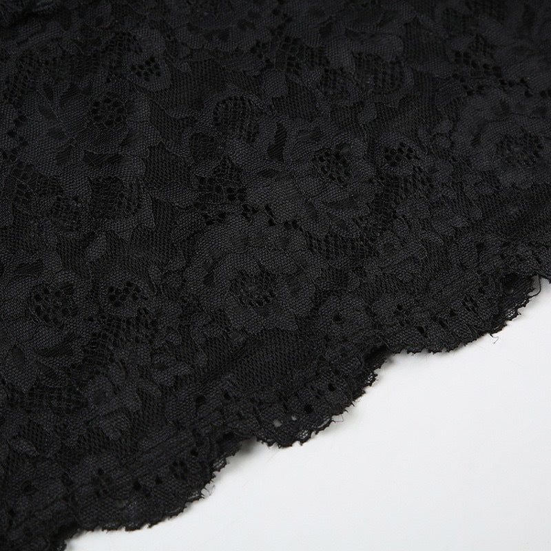 European and American Cross-Border Sexy Mesh Lace Sheer Camisole Dress V High Collar Waist Slim Fit Bodycon Skirt Hot Girl Short Skirt