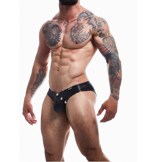 C4M Snap Ergonomic Brief Black Leatherette - Extra Large