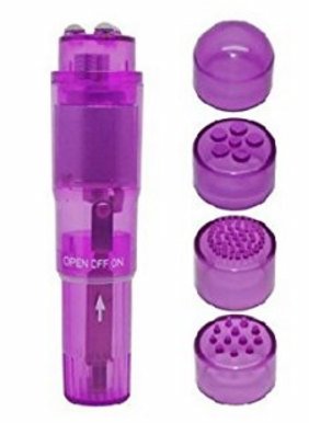 (BULK) CLOUD 9 NOVELTIES MINI MASSAGER POCKET ROCKET PURPLE W/ 4 ATTACHMENTS