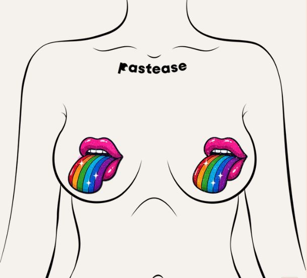 PASTEASE TASTE THE RAINBOW SPARKLING TONGUE OUT BREAST
