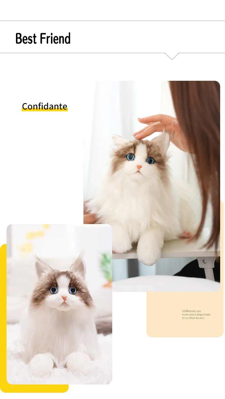 MarsWalker Realistic Ragdoll Cat Plush Toy - 1.25kg Weighted Lifelike Stuffed Animal with "Liquid Cat" Soft Feel, Starry Sky Eyes, Silicone Paw Pads &amp; Complete Gift Box Set