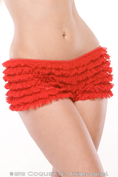RUFFLE SHORTS W/BACK BOW RED O/S
