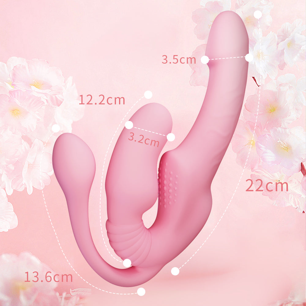 尾付きダブルヘッドドラゴン三点同時の振動で、喜びを共有。多点式の快感が、一触即発。
