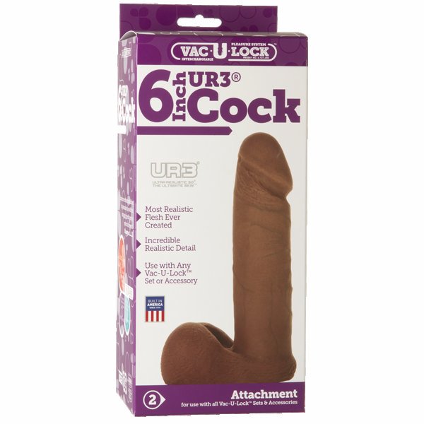 VAC U LOCK ULTRASKYN COCK BROWN 6IN