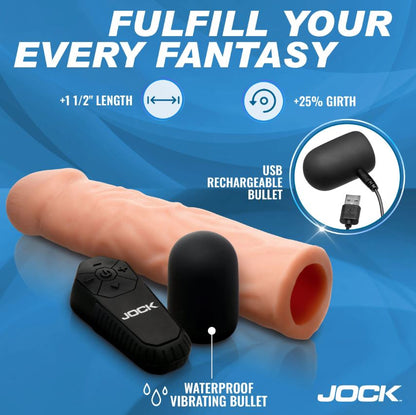JOCK ENHANCERS 1.5IN REALISTIC PENIS EXTENSION VIBRATING LIGHT