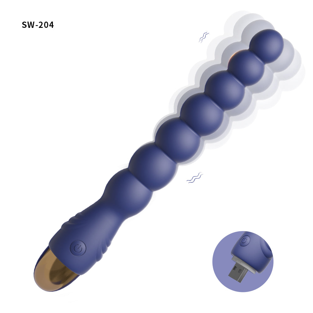 USB七連珠スティック七つの珠が連なる構造で、七段階の刺激を楽しめます。層を重ねたようなデザインが深くまで届き