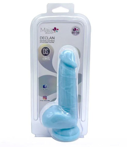 DECLAN 6.5IN LIQUID SILICONE DONG BLUE