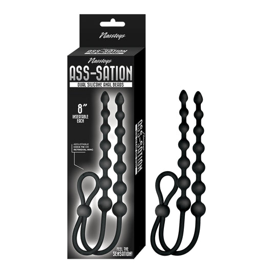 ASS-SATION DUAL SILICONE ANAL BEADS BLACK