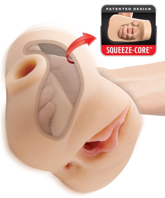 PDX PLUS DOUBLE POUNDER VIBRATING SQUEEZE STROKER LIGHT