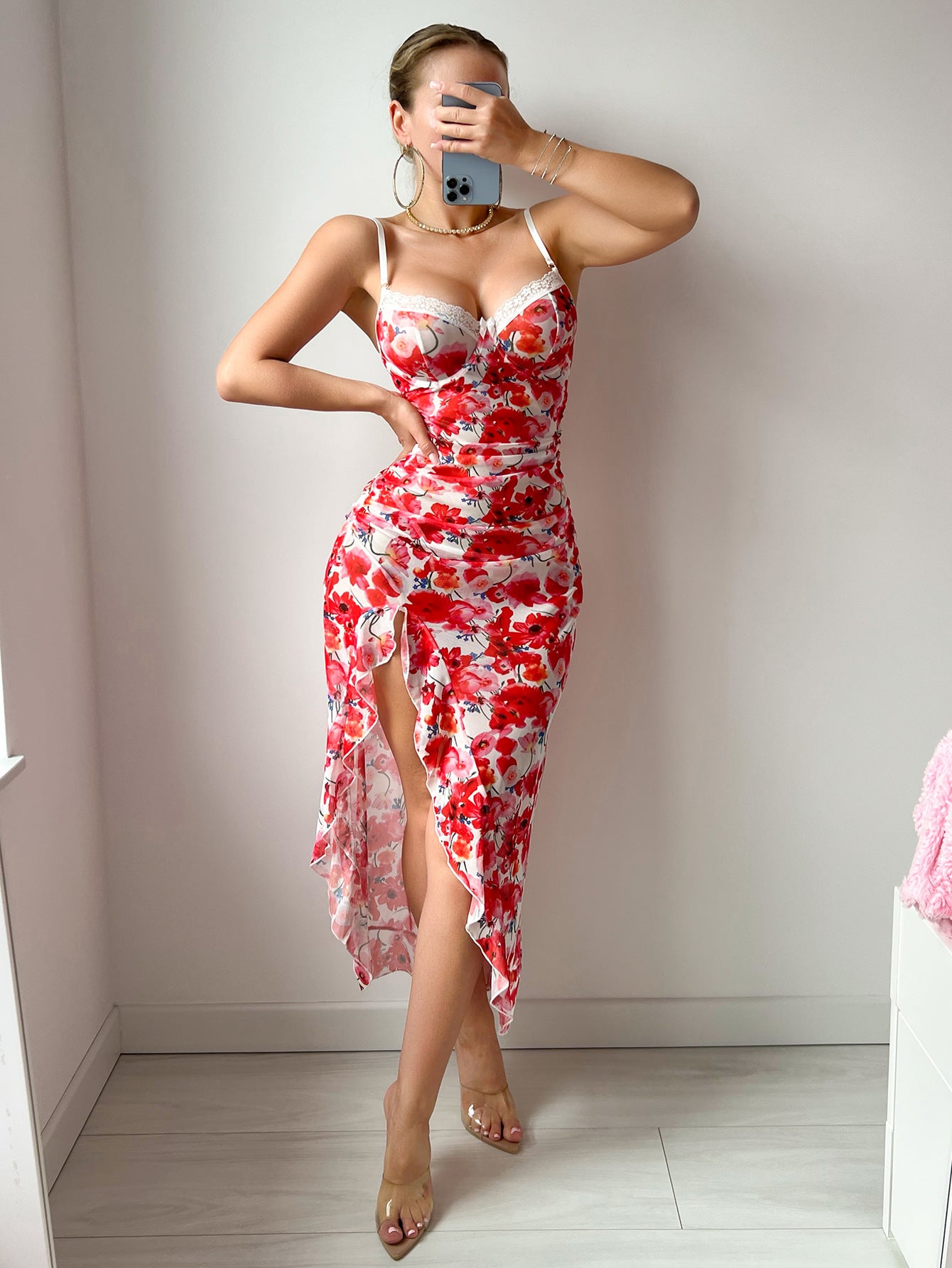 Sexy lingerie sets Cross-Border New Strap Floral Dress Pajamas Nightdress Sexy Lingerie Set