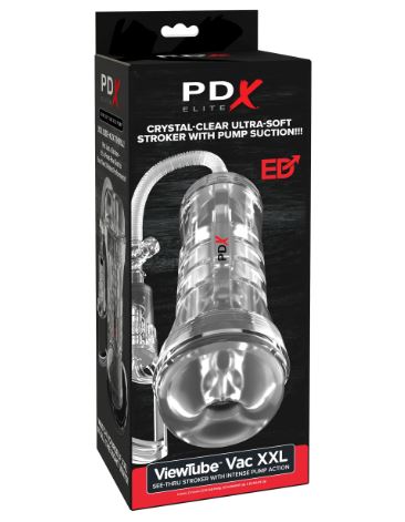 PDX ELITE VIEWTUBE VAC XXL PUMP SEE-THRU EZ GRIP STROKER