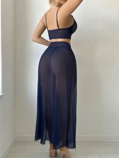 Amazon Pure Style Teddy Sexy Lingerie Pure Desire See-through Mesh Slit Nightdress Erotic Lingerie for Women