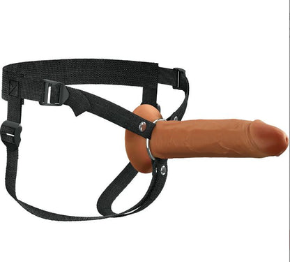 FANTASY X-TENSIONS ELITE 8IN SILICONE HOLLOW STRAP-ON DUAL DENSITY - BROWN
