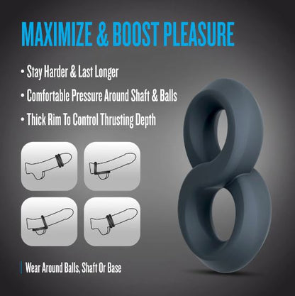 PERFORMANCE PLUS LAUNCH DOUBLE STRAP COCK&BALL RING BLACK