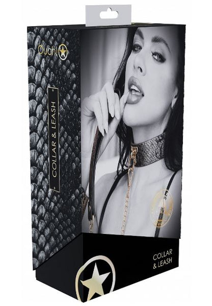 OUCH! FLORENCE COLLECTION COLLAR WITH LEASH - BLACK