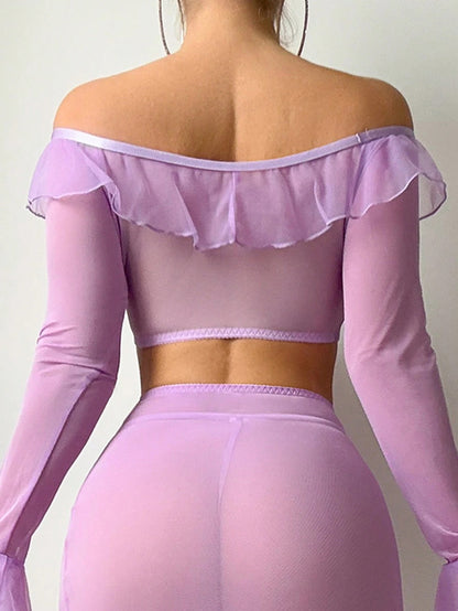 High-Slit Lingerie Dress Mesh Uniform High Slit Long Skirt Sexy Lingerie Set