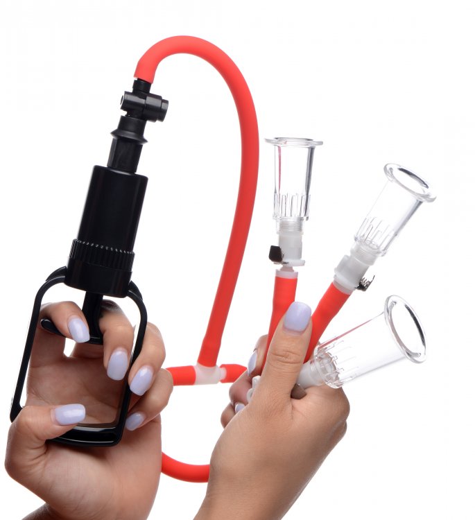 (D)MASTER SERIES 3-WAY SUCK HE NIPPLE & CLIT PUMP SYSTEM