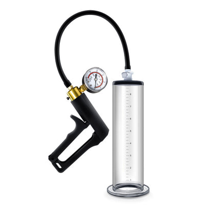 PERFORMANCE VX7 VACUUM PENIS PUMP W/ BRASS TRIGGER & PRESSURE GAUGE CLEAR