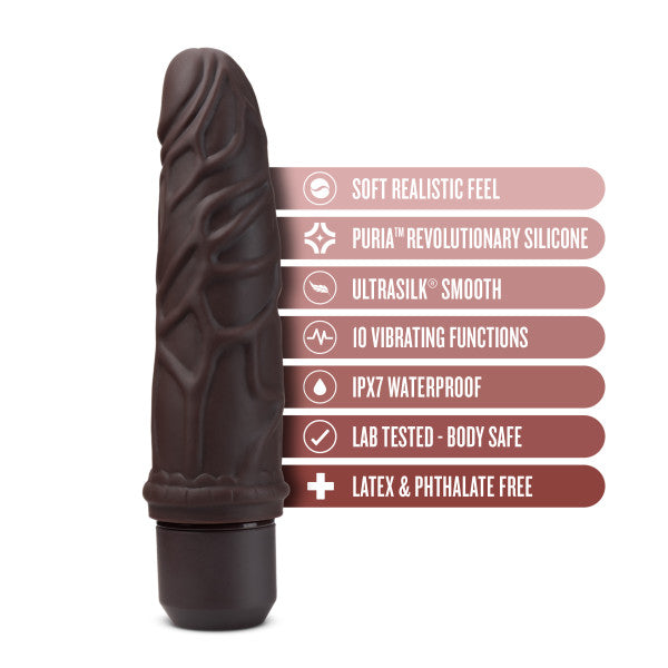 DR. SKIN SILICONE DR. ROBERT 7 IN VIBRATING DILDO BROWN