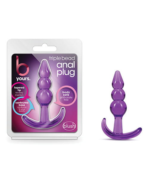 B YOURS TRIPLE BEAD ANAL PLUG PURPLE