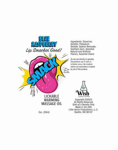 SMACK BLUE RASPBERRY 2 OZ WARMING MASSAGE OIL