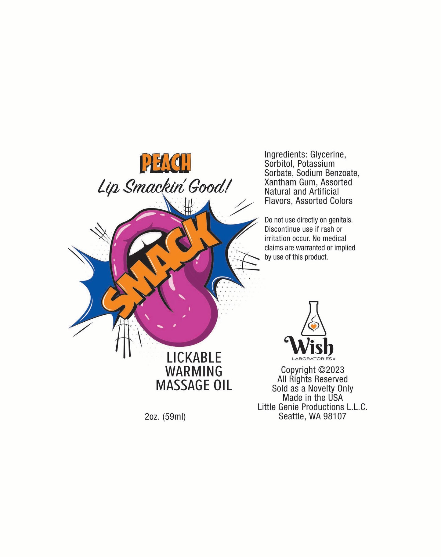 SMACK PEACH 2 OZ WARMING MASSAGE OIL