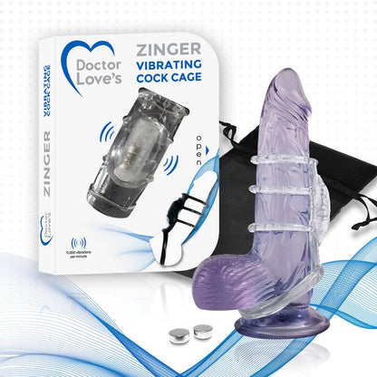 DOCTOR LOVE ZINGER VIBRATING COCK CAGE CLEAR