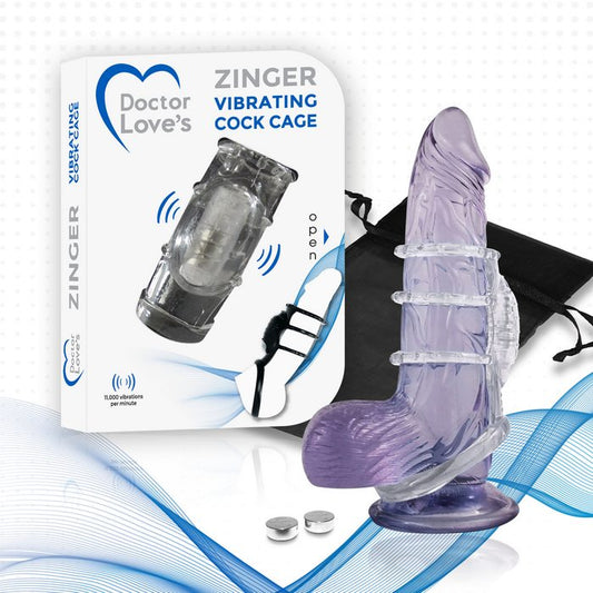 DOCTOR LOVE ZINGER VIBRATING COCK CAGE CLEAR