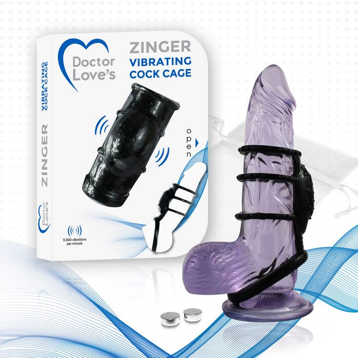 DOCTOR LOVE ZINGER VIBRATING COCK CAGE BLACK