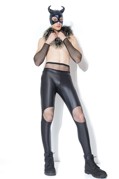 WETLOOK DEVIL MASK BLACK O/S